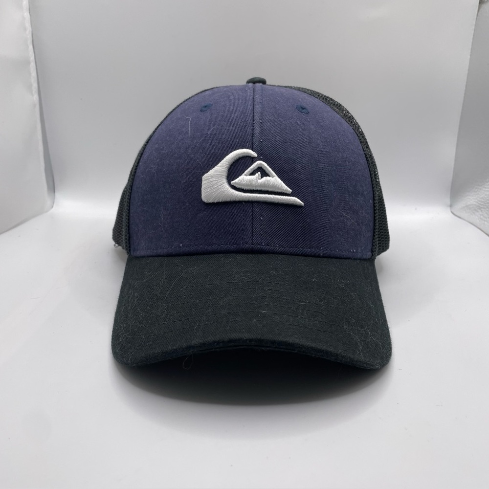 Quicksilver Mesh Hat Snapback One Size Fits Most Navy Blue Black Embroidered